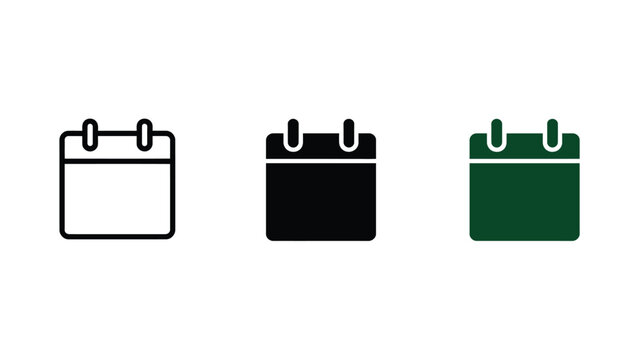 Calendar icons, vector calendar symbols, date planner graphics, schedule illustrations