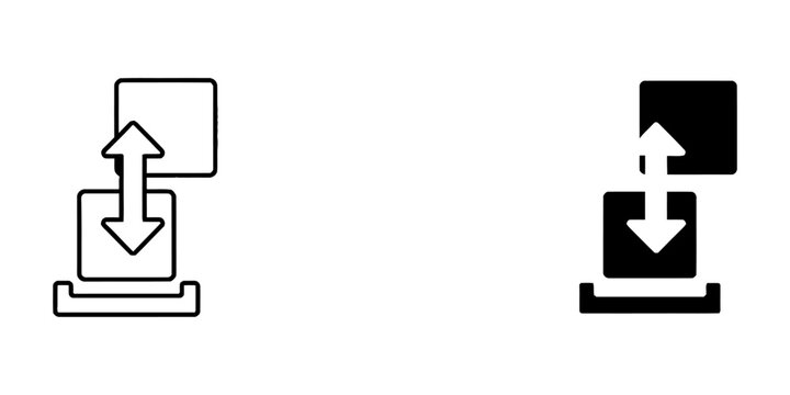 Vertical movement and data sorting icon set with vertical interface direction adjustment software alignment application position navigation
