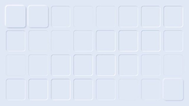 Neumorphic grid of rounded square buttons in light blue