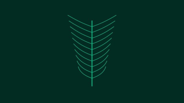 Minimalist Stylized Green Leaf Icon on Dark Background