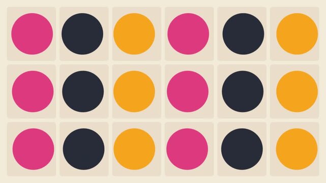Minimalist geometric pattern with colorful circles on a beige background.