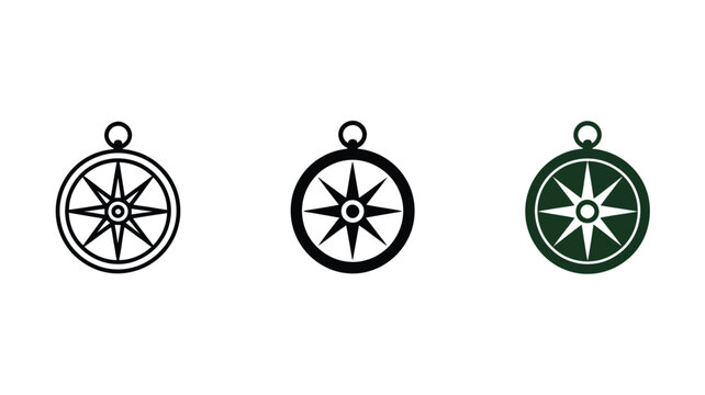 compass icons, navigation symbols, directional signs, vector graphics