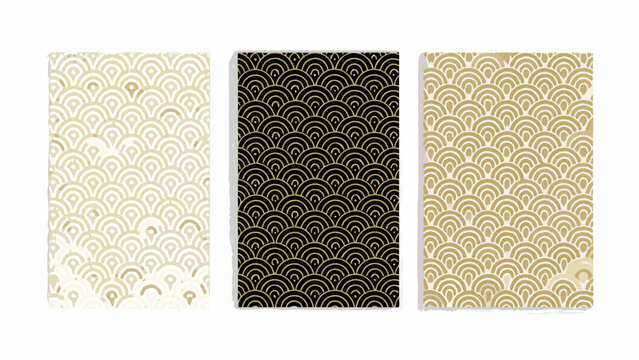 Art Deco Fan Pattern Swatches Geometric Vector Illustration