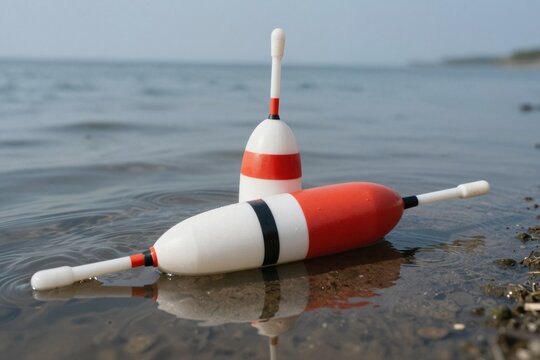 Fishing Floats on Calm Water - Stock Image