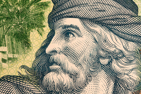 Ibn Rachik a closeup portrait from Tunisian dinar
