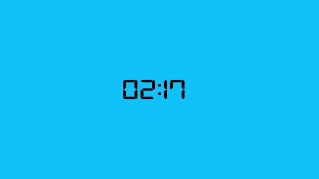 Two minute thirty second countdown timer video with white numbers on black background.Dynamic 150S