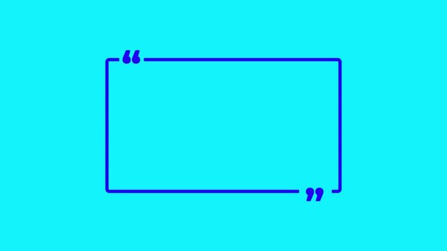 Square quote box icon animation. Rectangular quote mark graphic animation.