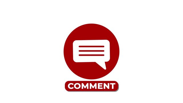 Comment button animation. Red comment button animation on white background.
