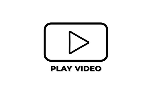 Play video button icon animation with rounded rectangle on white background.