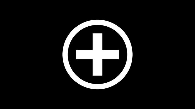 Plus icon animation on black background.