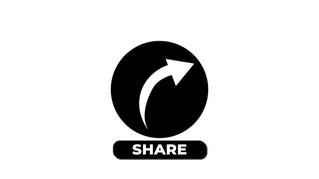 Share button icon animation on white background.