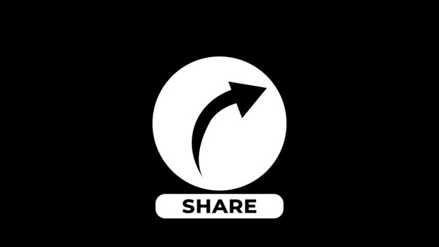 Share button icon animation on black background.