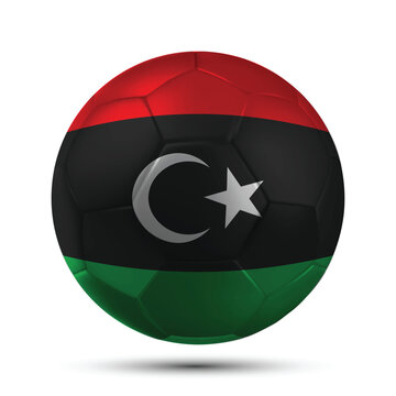 Realistic LIBYA Soccer Ball with National Flag Design Vector Illustration