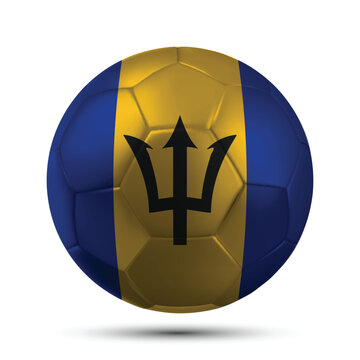 Realistic BARBADOS Soccer Ball with National Flag Design Vector Illustration