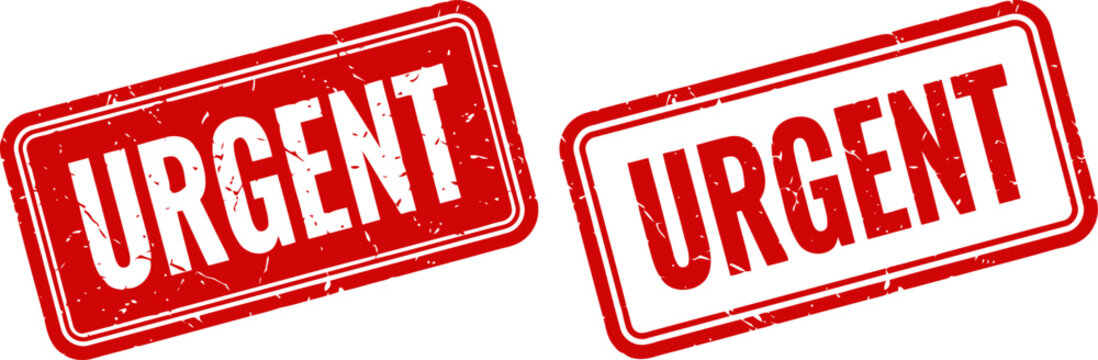 Urgent red rubber ink stamp set for priority correspondence with priority, business