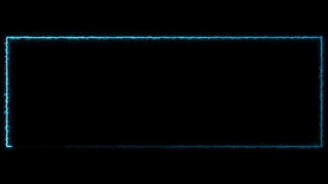 Abstract blue energy electric frame animation glowing neon rectangle loop video.