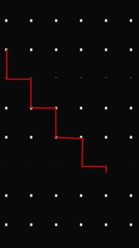 Red inverted L shape on grid of white dots. Digital L shape on grid of dots. Abstract L shape graphic for technology and data visualization representations.