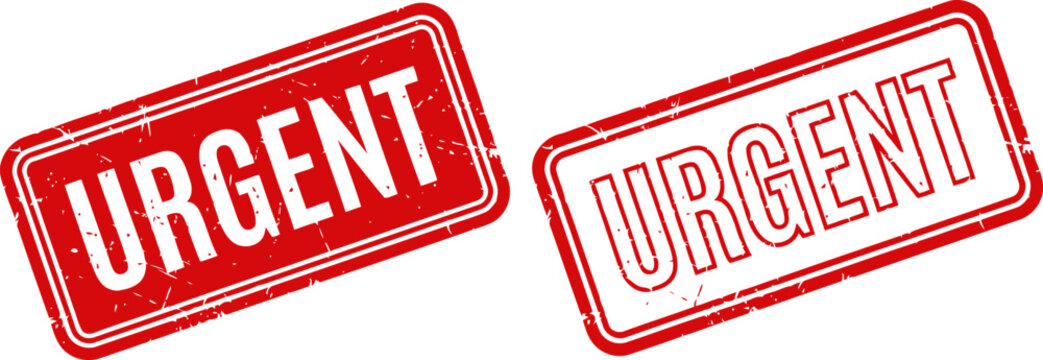 Set of two urgent grunge style rubber stamps for business and official documentation