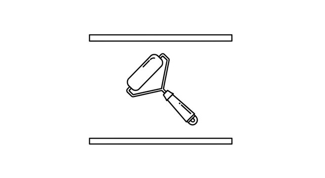 Paint Roller Between Two Horizontal Lines - Minimalist Line Art Icon