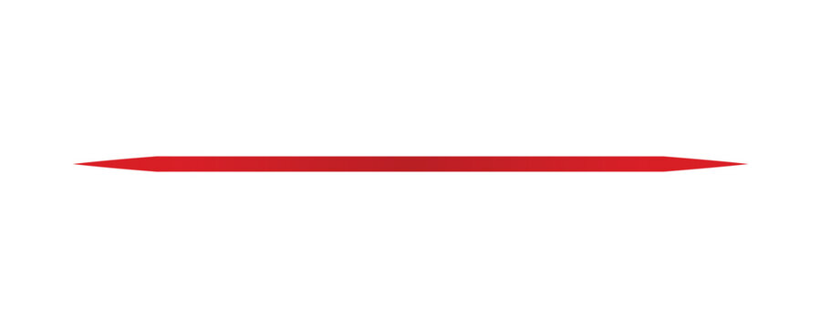 Red, horizontal, pointed, oblong shape on white background
