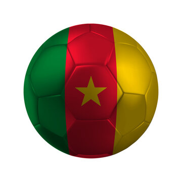 Realistic CAMEROON Soccer Ball with National Flag Design Transparent Background