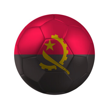 Realistic ANGOLA Soccer Ball with National Flag Design Transparent Background