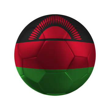 Realistic MALAWI Soccer Ball with National Flag Design Transparent Background
