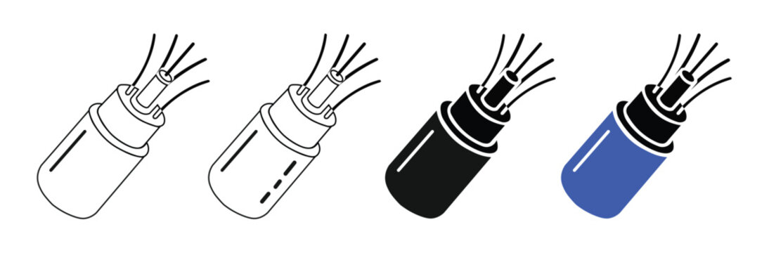 Electrical plug icon set &ndash; Power cable connector, charger and electricity vector icons collection