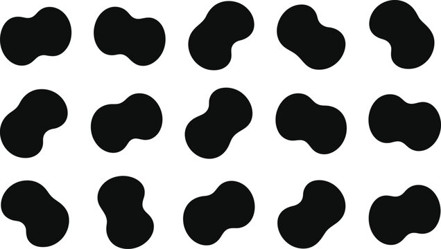 shape set of abstract bean silhouettes on white background