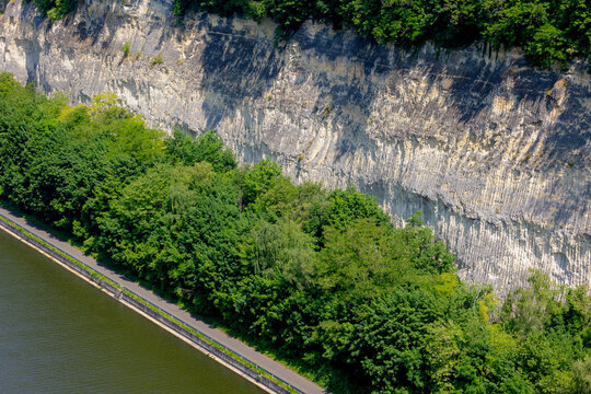 The Albert Canal in Lanaye and Kanne villages in Province de Li&egrave;ge, Walloon Region, Belgium, Border between Maastricht, Limburg, Netherlands, Canal connects also the Meuse river with the Scheldt river
