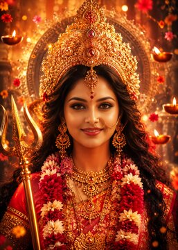 Godess Durga on Maha Navratri, Navadurga, Durga Puja, Sharad Navratri,  Jyeshtha Shukla Ashtami/Masik Durga Ashtami, Mahanavami, Vijayadashami,
Dussehra, Durga/Mahakali/Jagadamba,  Bhavani