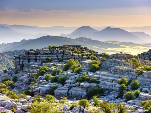 Limestone rock formations, El Torcal nature reserve, Torcal de Antequera, Malaga province, Andalusia, Spain