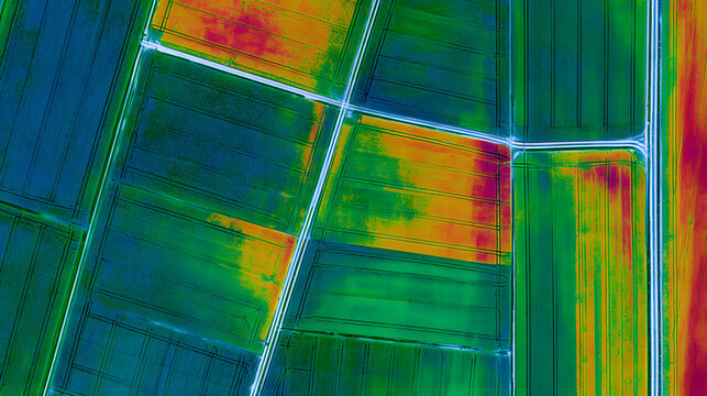 Colorful Aerial Crop Health Heatmap