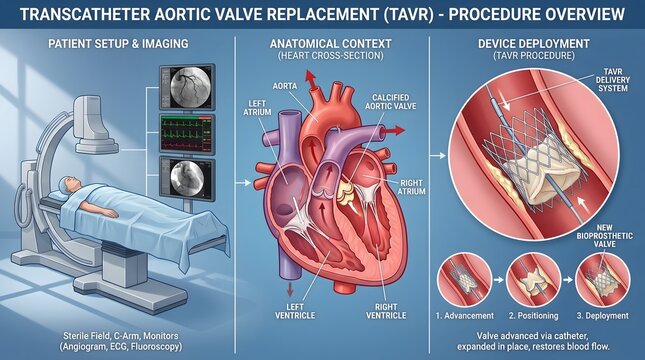 Tavr Transcatheter Aortic Valve Replacement Procedure Overview Patient Setup and Device Deployment