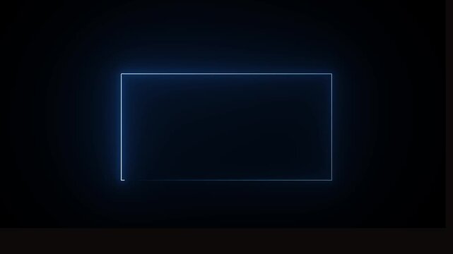 Abstract glowing blue neon rectangle border frame. tow ton rectangle picture frame concept. 4k ...