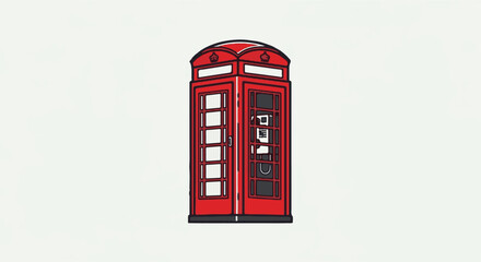 Obraz premium A classic red telephone booth with window panes and a door