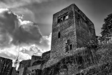 Fototapeta premium Black and White Medieval Castle Tower