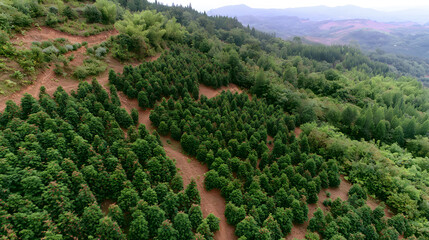 Naklejka premium Deforested Mountain Forest Landscape