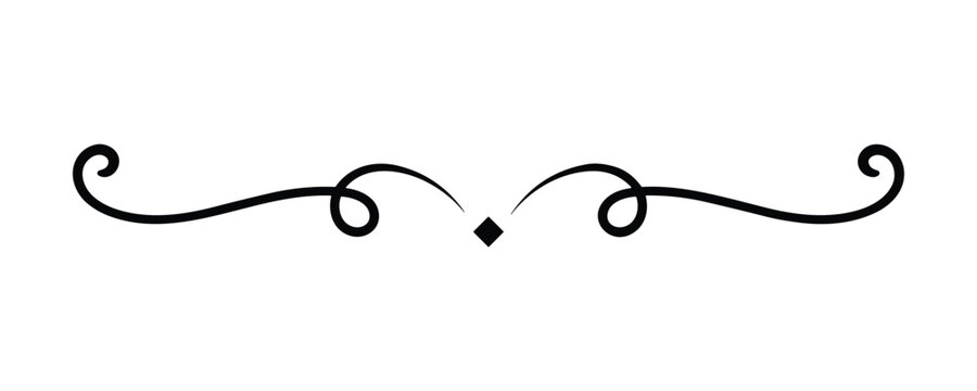 Black decorative swirl with diamond accent, ornate line