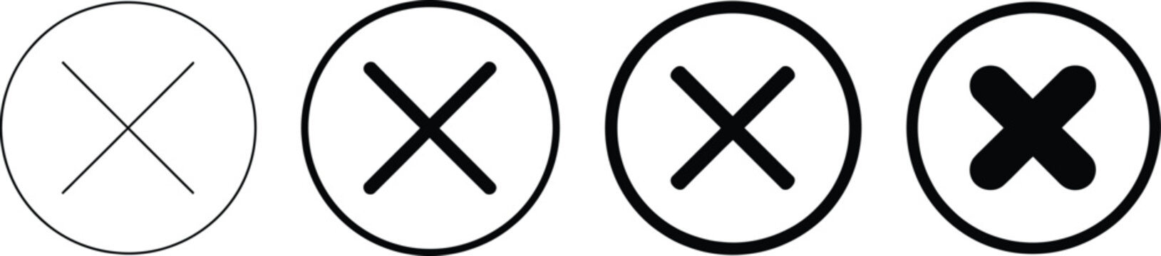 Close Icons Featuring Delete Symbols, Cross Signs, User Interface Controls, and Navigation Actions