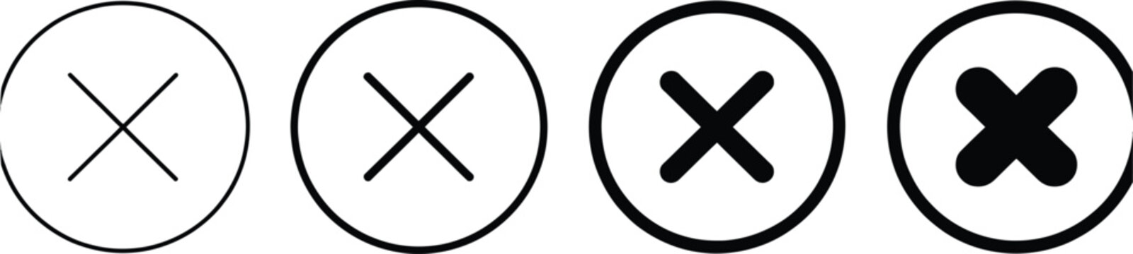 Close Icons Featuring Delete Symbols, Cross Signs, User Interface Controls, and Navigation Actions
