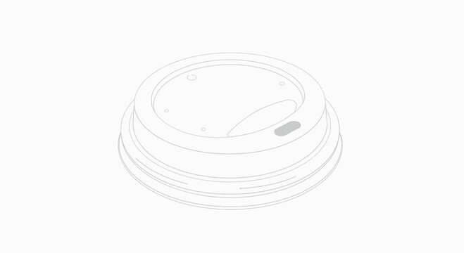 Disposable Coffee Cup Lid - Clean Line Art Illustration