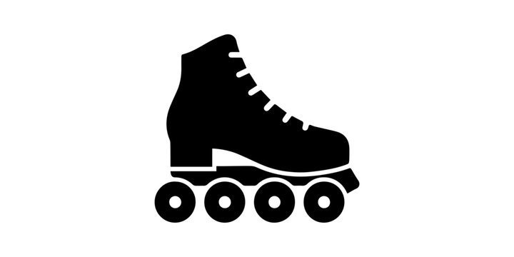 Quad roller skate depicted as a black silhouette against a white background silhouette,Roller Skates Silhouette Vector Art on White Background