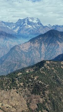 Vertical Aerial View of Deoria Tal Lake in Uttarakhand India