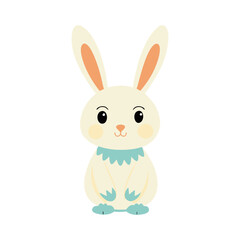 Fototapeta premium Cute White Rabbit Cartoon Character Vector Illustration Isolated