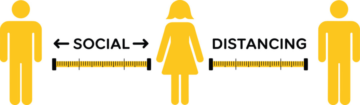 Social Distancing Concept with People and Rulers illustration