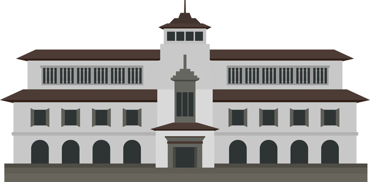 gedung sate flat vector architecture element for travel infographics and city posters