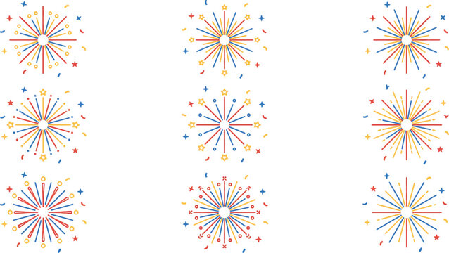 Firework Display Pattern Colorful Vector Illustration On White Background