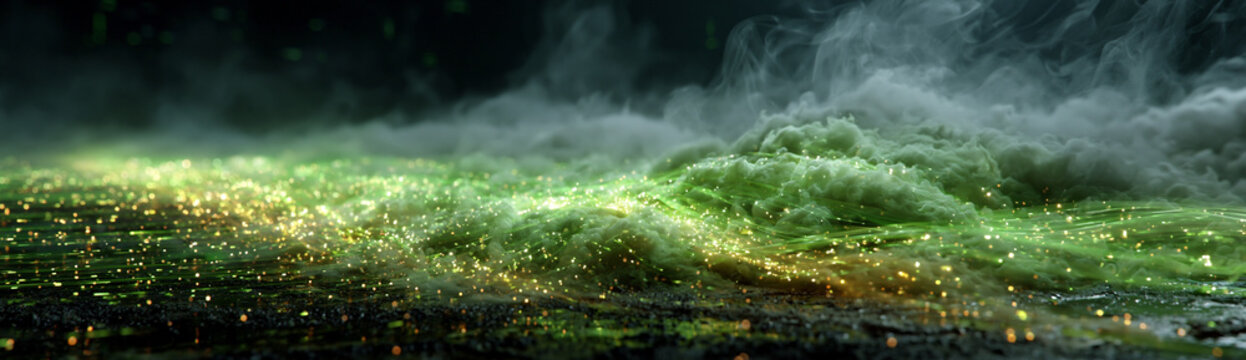 dark futuristic bass music artwork, neon lime smoke energy, cyberpunk bass smoke background, futuristic neon soundwave atmosphere