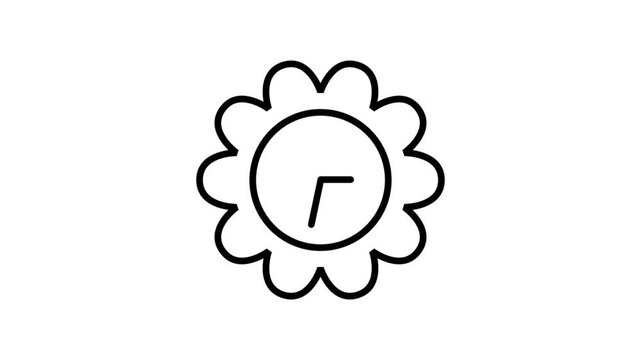 Animated line icon displaying a traditional wall clock framed by a decorative gear wheel to symbolize schedule optimization systems.